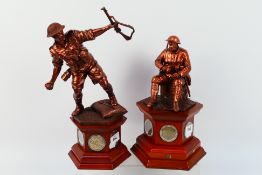 Two Danbury Mint commemorative bronzed sculptures comprising We Will Remember Them and El Alamein,