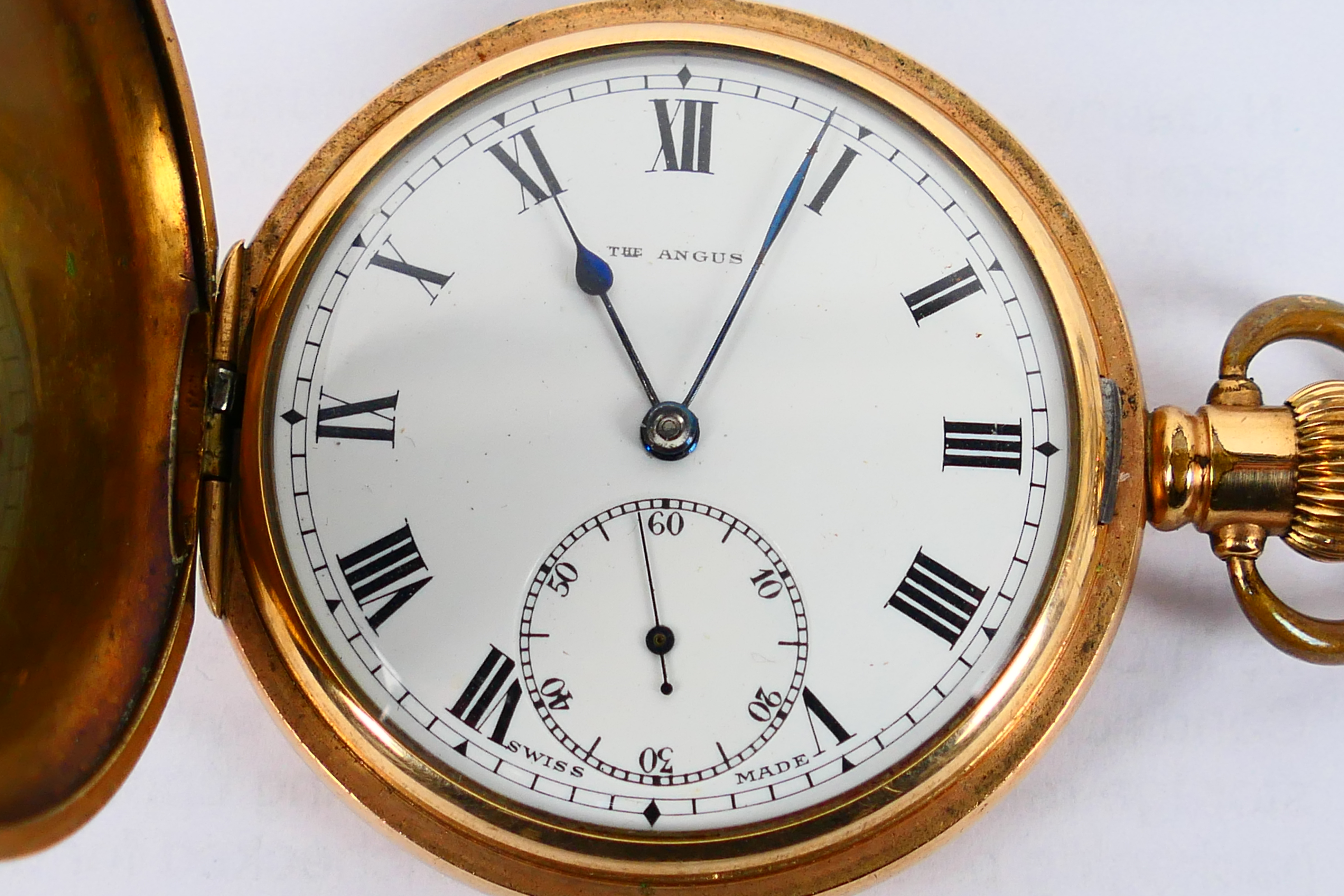 The Angus - A Swiss made 15 jewel, full hunter, gold plated pocket watch, - Image 2 of 7