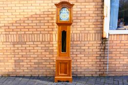 A modern oak cased longcase clock, 10" brass dial marked Tempus Fugit,