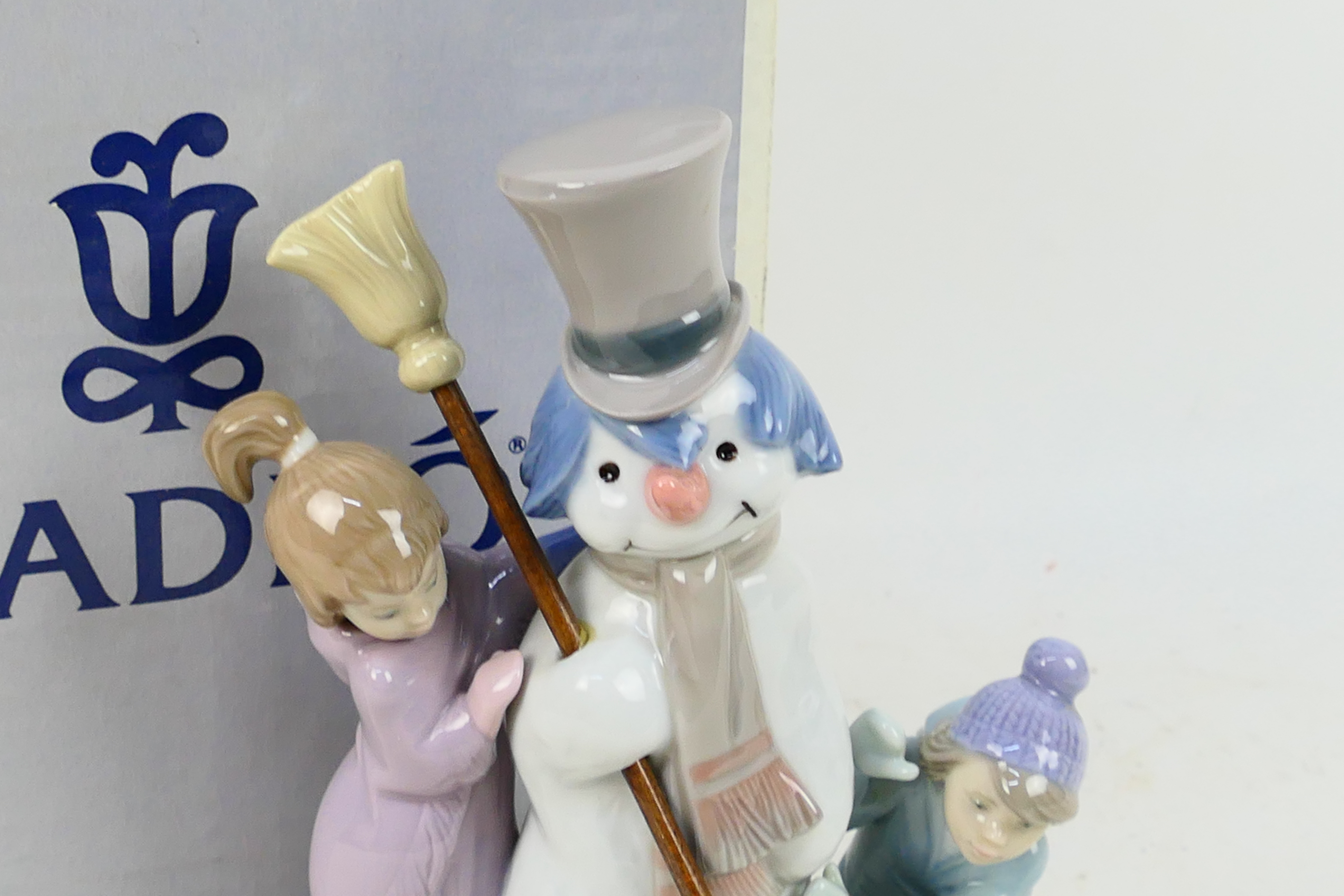 Lladro - A boxed figure group entitled The Snow Man, # 5713, depicting children building a snowman, - Image 3 of 7
