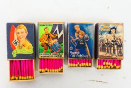 Four World War Two (WW2 / WWII) Hitler Youth matchboxes (with matches), each with pictorial cover.