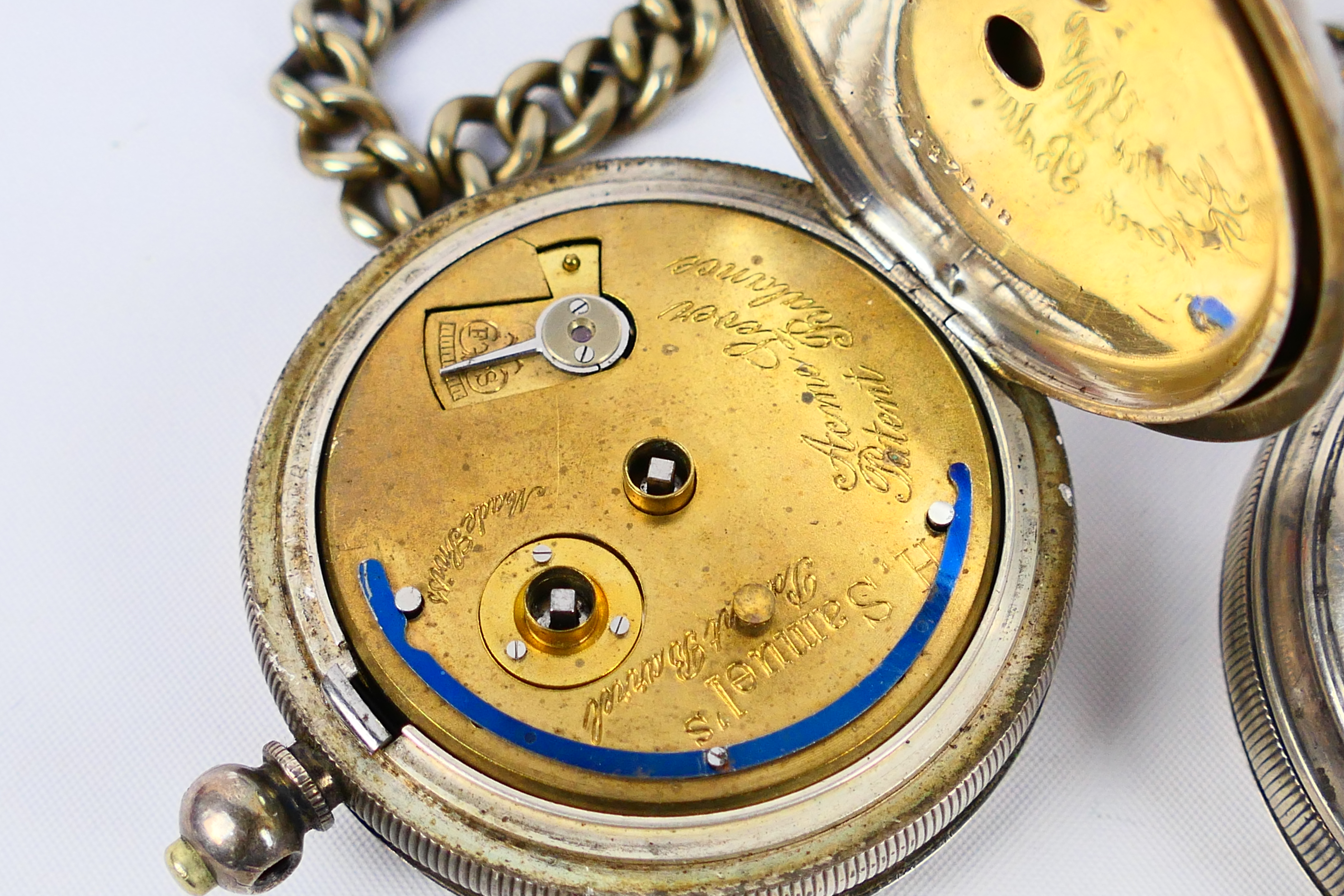 Two silver cased open face pocket watches, both signed H Samuel Manchester to the dial, - Image 6 of 9