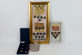 Two framed coin displays comprising a World War One Penny Collection and a George VI Cupro-Nickel