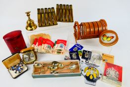 A small quantity of collectables to include Chad Valley pillar box form money bank, trench art,