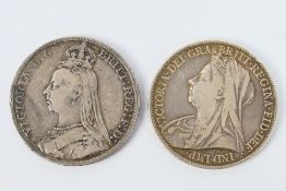 Two Victorian silver crowns comprising 1890 and 1900.