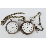 Two silver cased open face pocket watches, both signed H Samuel Manchester to the dial,