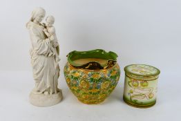 Lot to include a Doulton jardiniere with floral decoration,