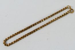 A yellow metal box link bracelet stamped 9k, 19.5 cm (l), approximately 4.6 grams.