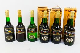 French Liqueur - Six 24 fl ozs bottles of Marie Brizard Liqueurs de France comprising Pineapple 44°