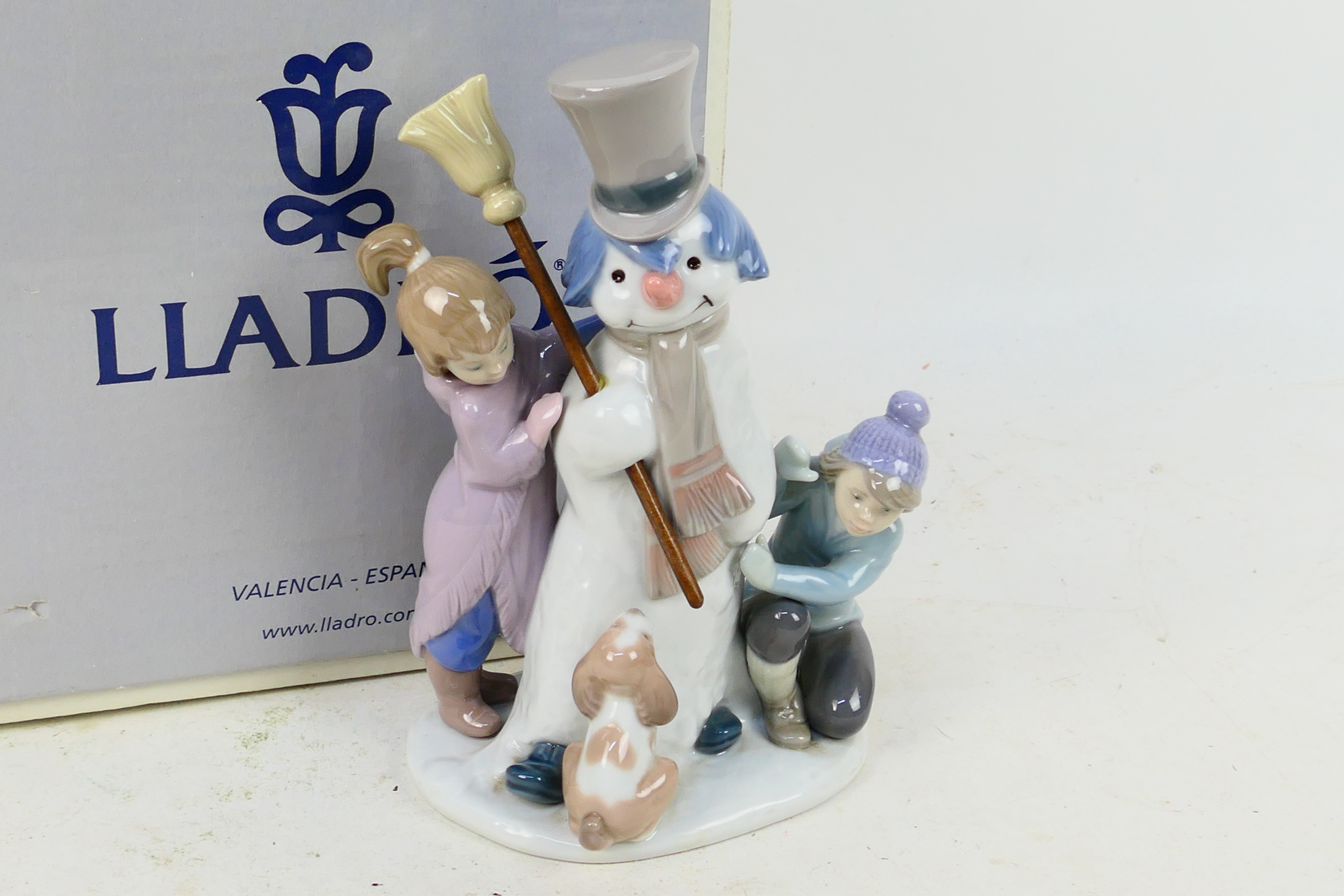 Lladro - A boxed figure group entitled The Snow Man, # 5713, depicting children building a snowman, - Image 2 of 7