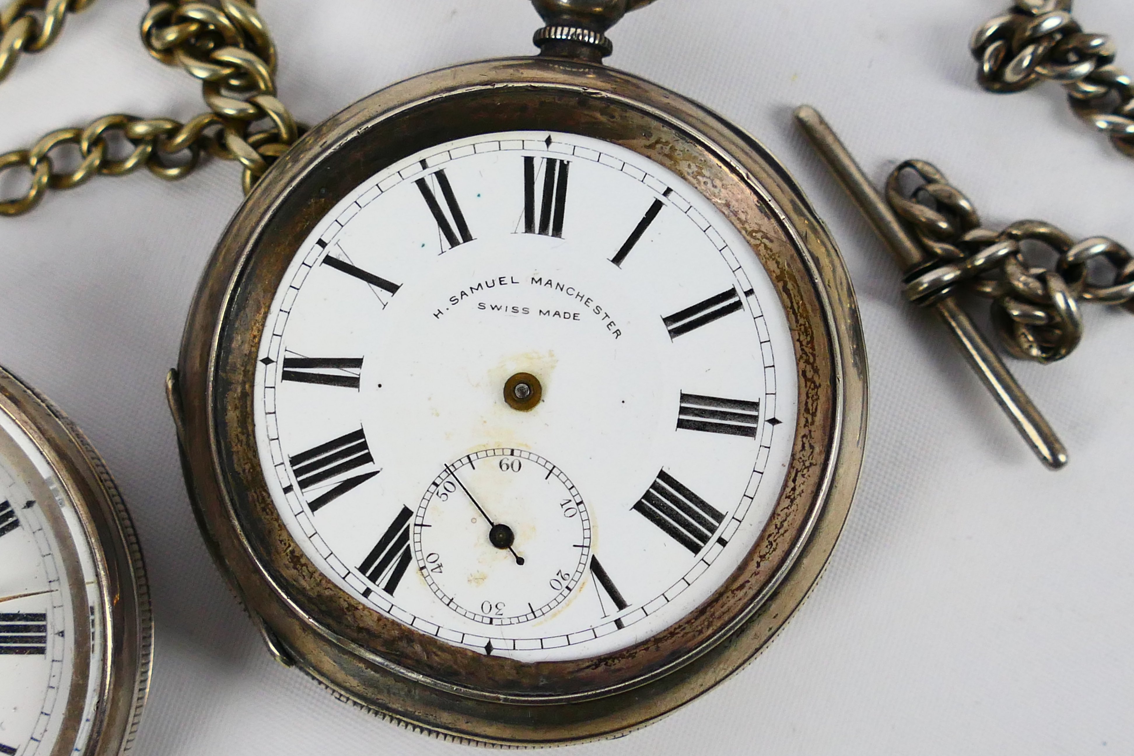 Two silver cased open face pocket watches, both signed H Samuel Manchester to the dial, - Image 3 of 9