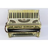 A vintage piano accordion marked Paolo Soprani Castelfidario Italia, 41 key and 120 basses,