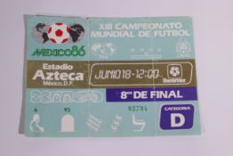 World Cup Football Ticket, Mexico 86 Eng