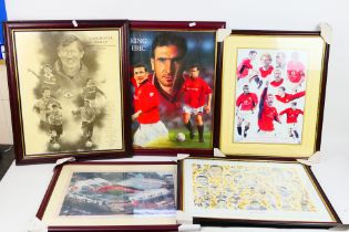 A collection of prints, some limited editions, relating to Manchester United featuring Old Trafford,