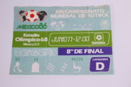 World Cup Football Ticket, Mexico 86 Fra