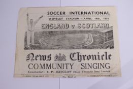 Football Song Sheet, England v Scotland
