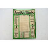 Football Fixture Card, The Champion Foot