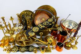 A quantity of various metalware, copper,