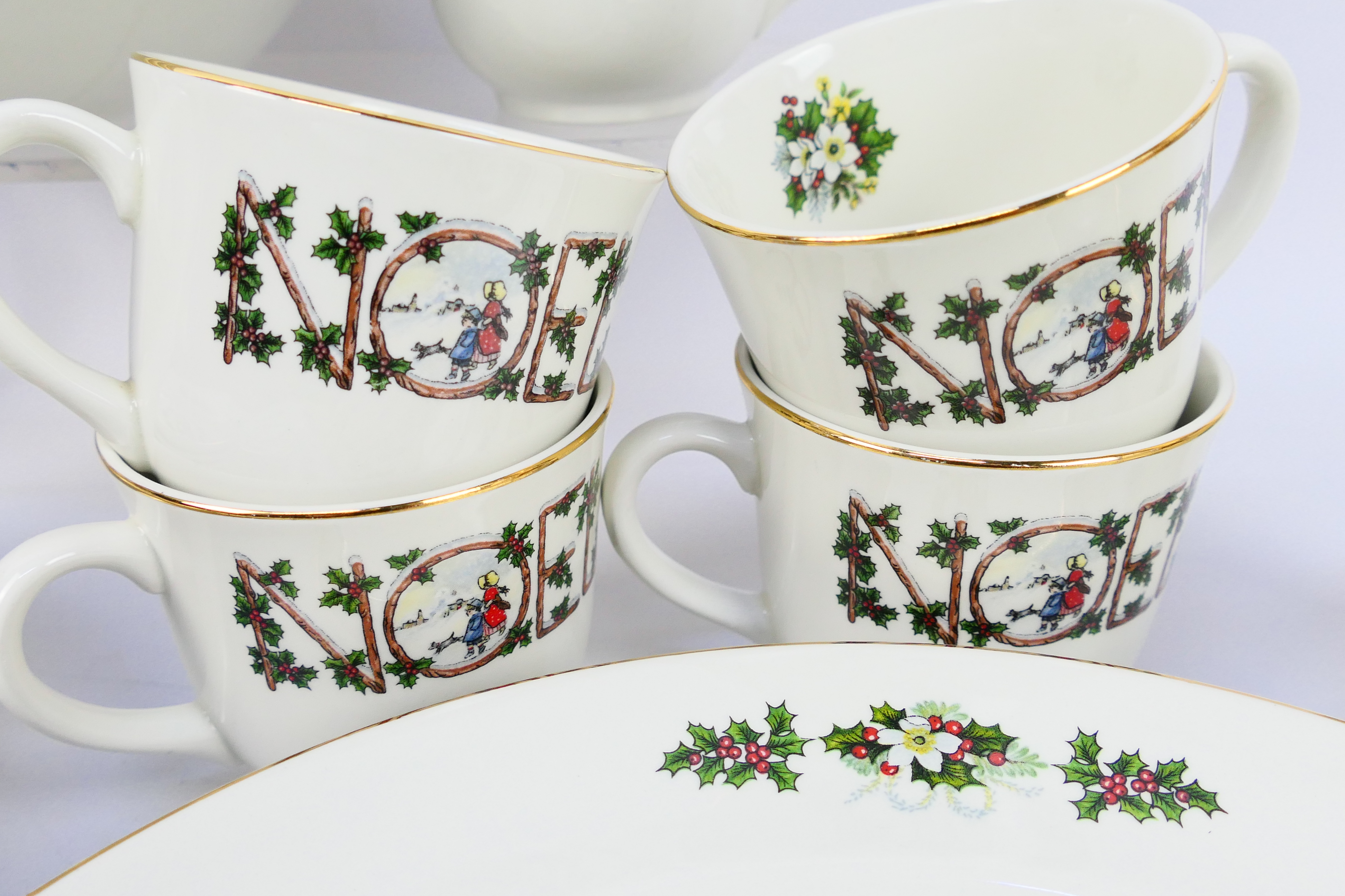 Noel By Wood and Sons, Baratts - A Noel ceramic tea service with holly patterns - Lot includes cups, - Image 6 of 7