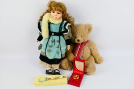 Lot to include a Knightsbridge Collection dressed doll Aurora, bear,
