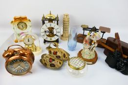 Mixed collectables to include vintage postal scales, clocks, binoculars and other.