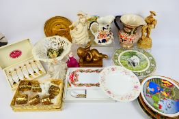A mixed lot to include ceramics, metalware and similar.