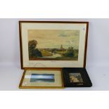 Framed pictures to include a small watercolour entitled Moonlight Over Therapia,