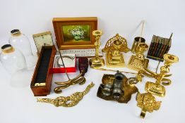 A mixed lot to include brassware, Swiza