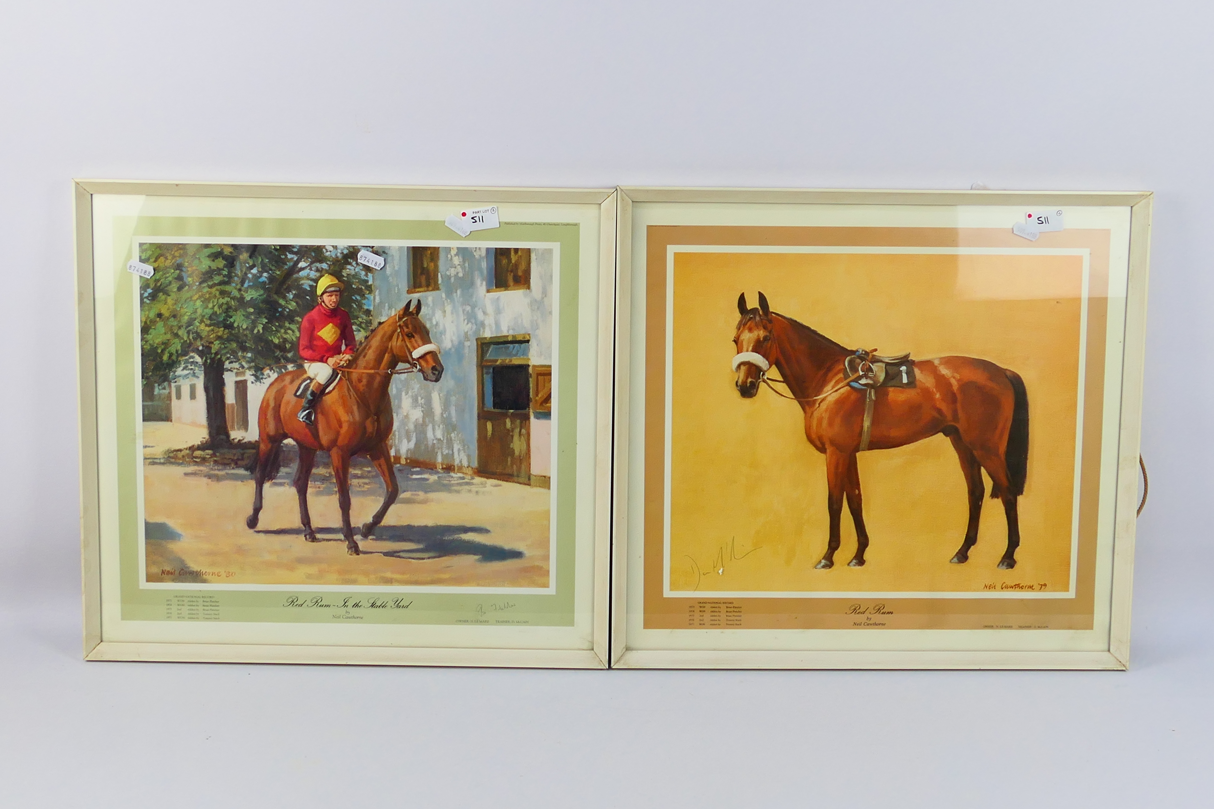 Two Neil Cawthorne horse racing prints comprising Red Rum,