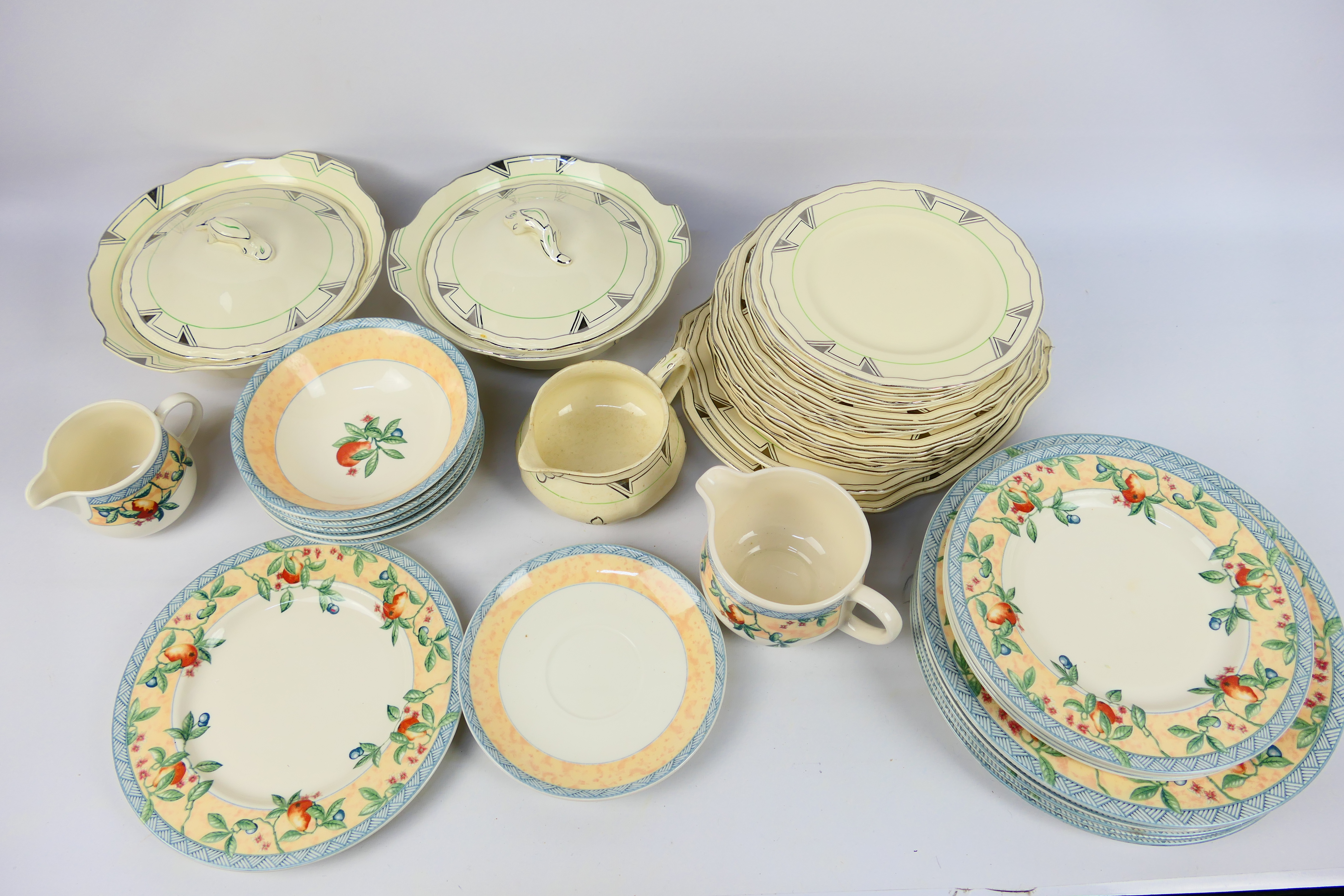 A collection of dinner wares to include Art Deco Alfred Meakin and Johnson Brothers.