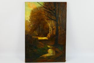 An oil on canvas landscape scene, signed lower left by the artist Max Schneider,