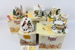 Five boxed Lilliput Lane model buildings to include Highland Lodge, Yuletide Inn and other.