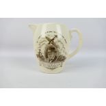 A Copeland Spode commemorative jug, with black transfer decoration depicting Winston Churchill,