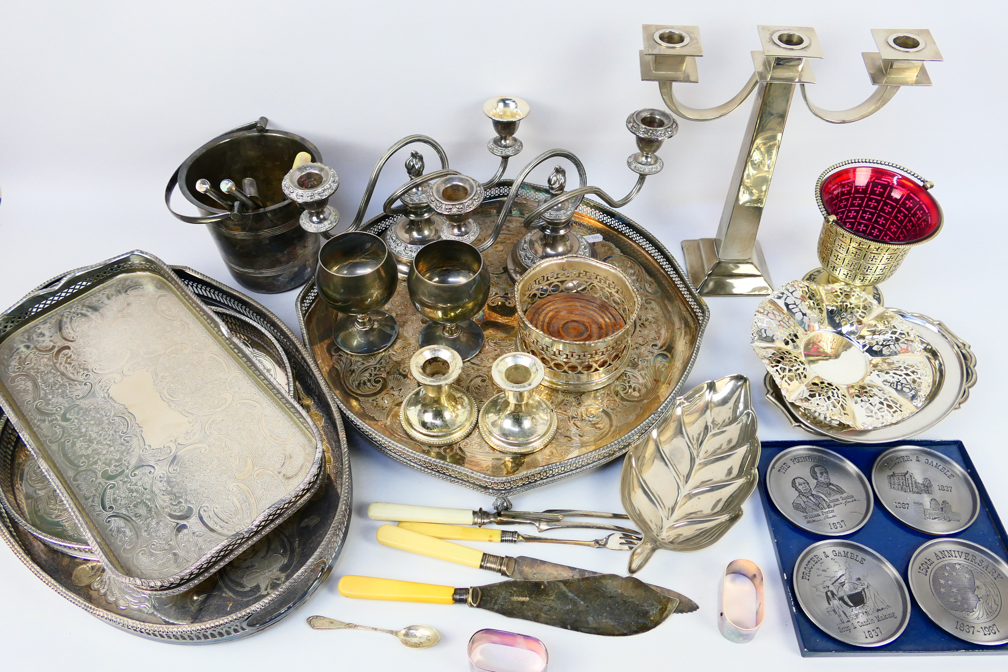A collection of various plated wares. [W
