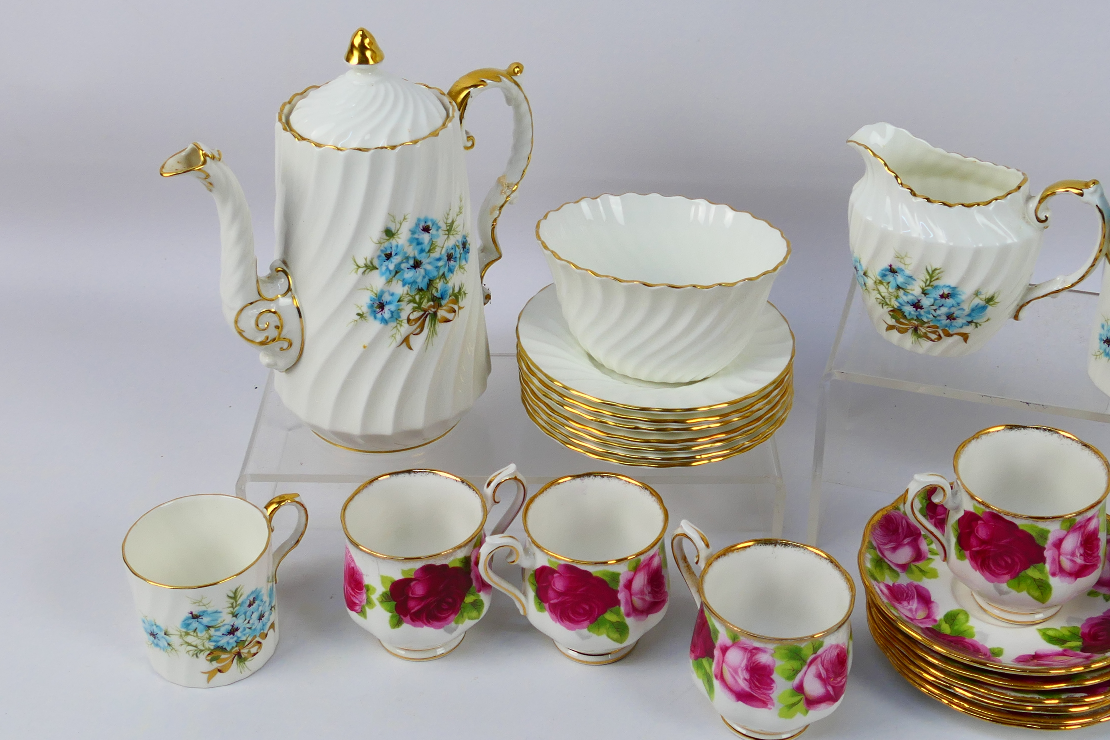 A small collection of coffee wares to include Aynsley and Royal Albert Old English Rose. - Image 2 of 6