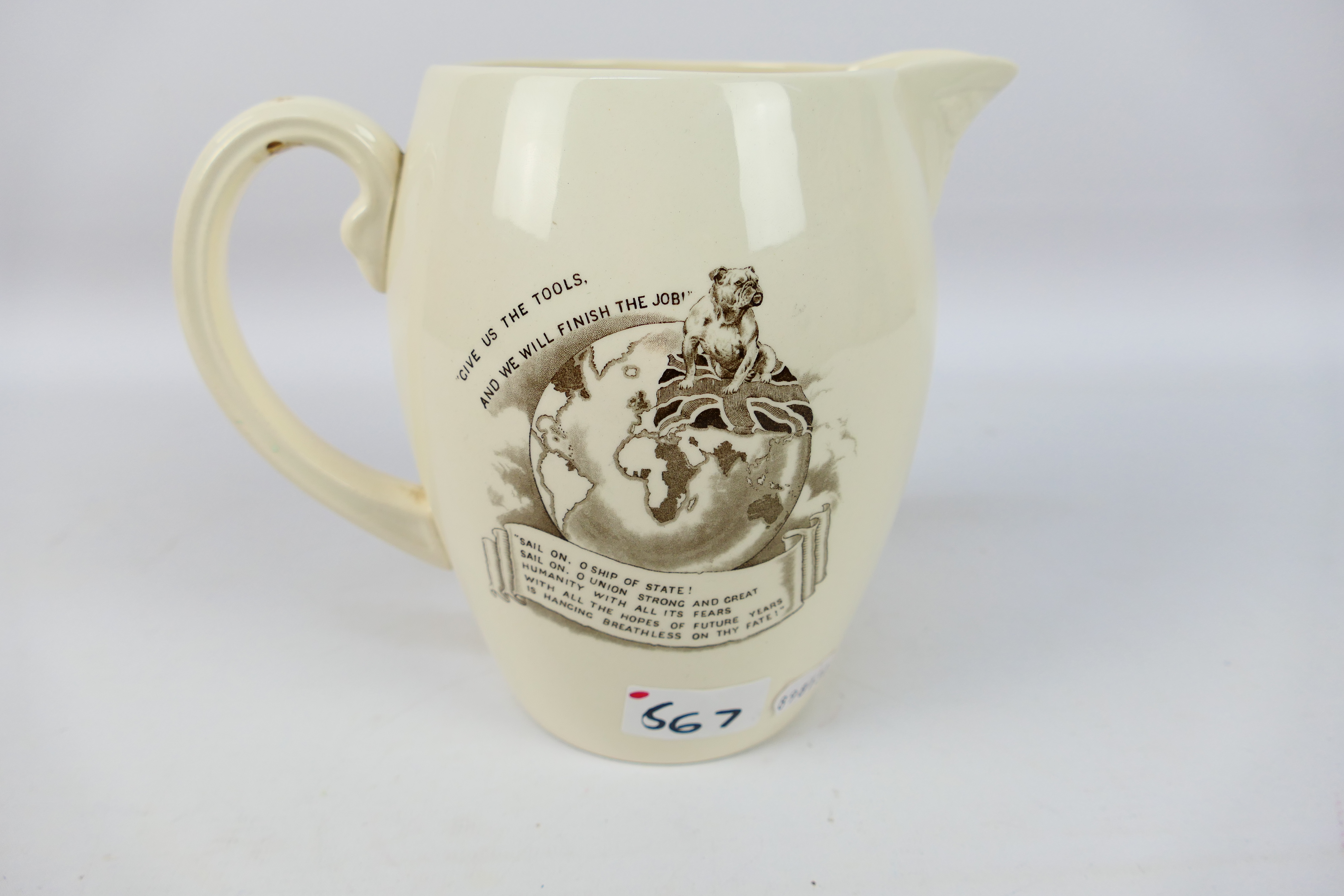 A Copeland Spode commemorative jug, with black transfer decoration depicting Winston Churchill, - Image 3 of 5