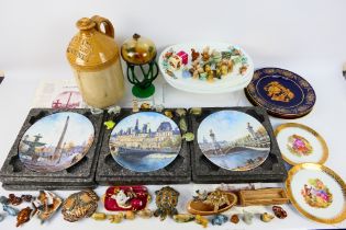 Lot to include Wade Whimsies and similar, decorative oil lamp, Limoges and other.