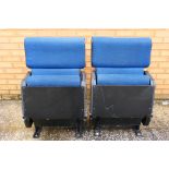 Cinema Chairs - A pair of retro folding cinema chairs. Chairs have blue fabric and metal legs.