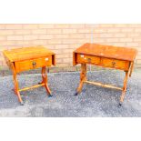 Two side tables with drop leaves, largest approximately 56 cm x 64 cm x 40 cm. [2].