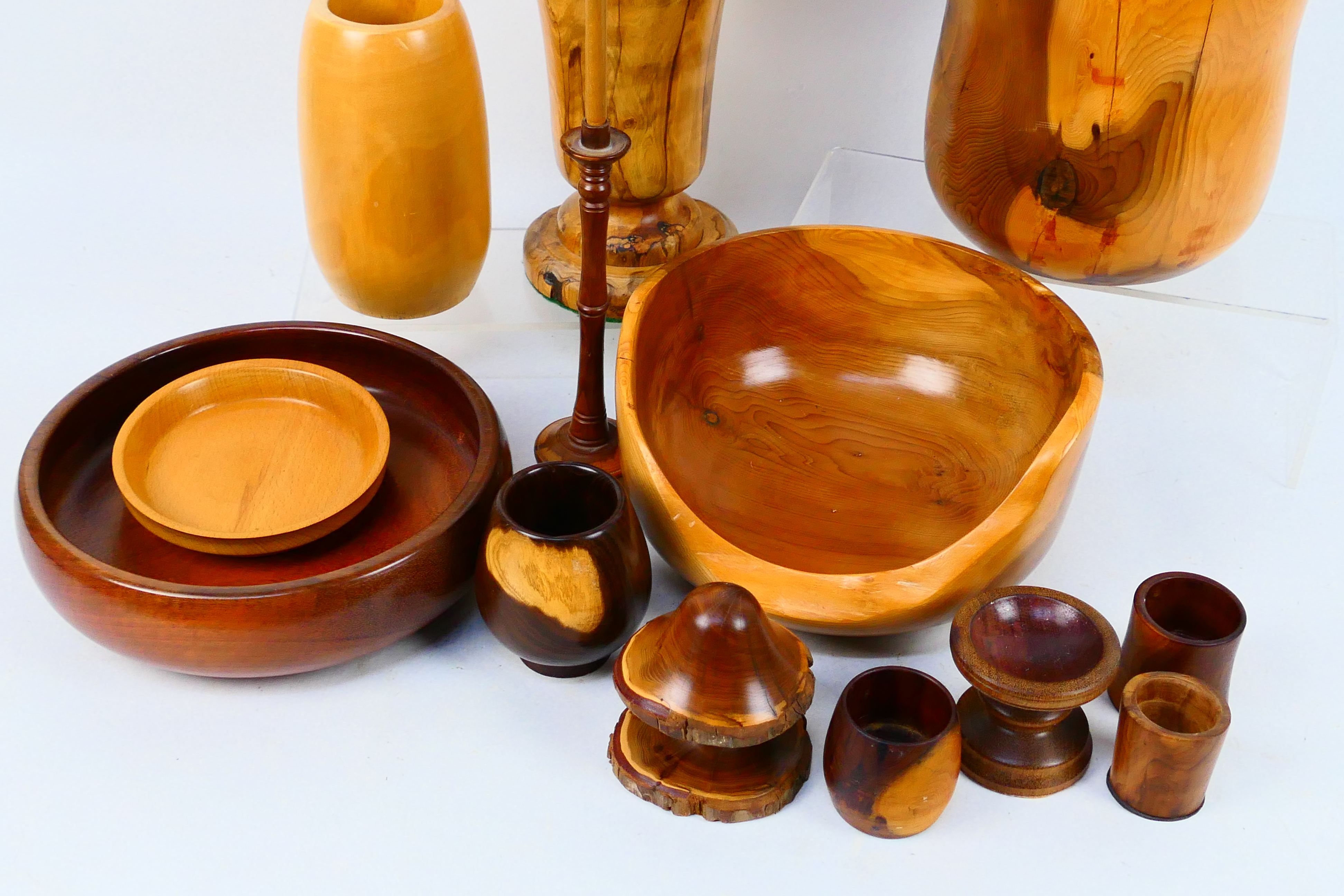 A collection of treen to include vases, - Image 3 of 3