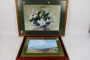A watercolour floral still life, signed