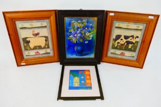 A framed floral still life on board, 26