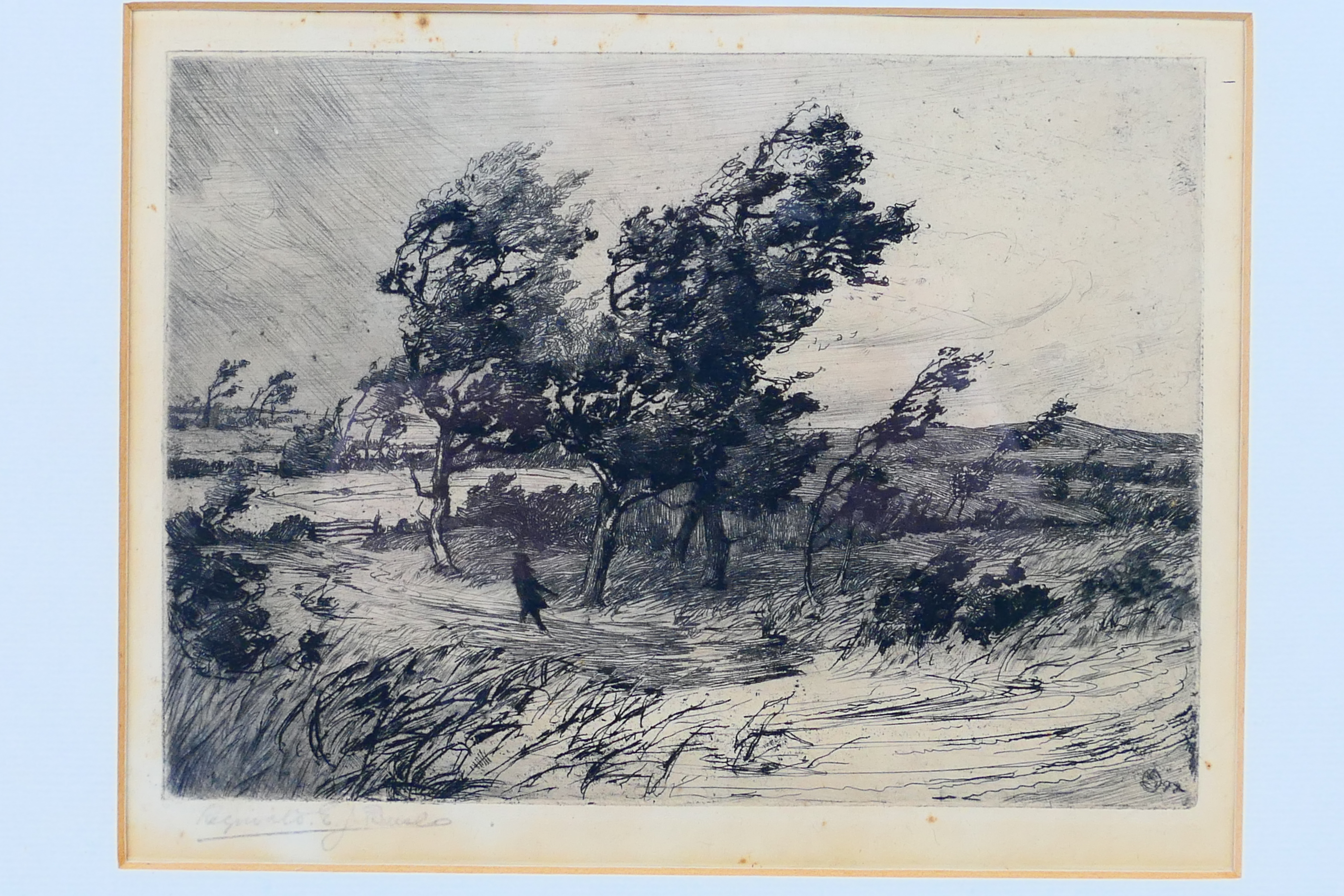 Two framed etchings comprising a landsca - Image 5 of 8