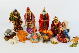 A set of ceramic Nativity figures, large