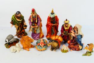 A set of ceramic Nativity figures, large