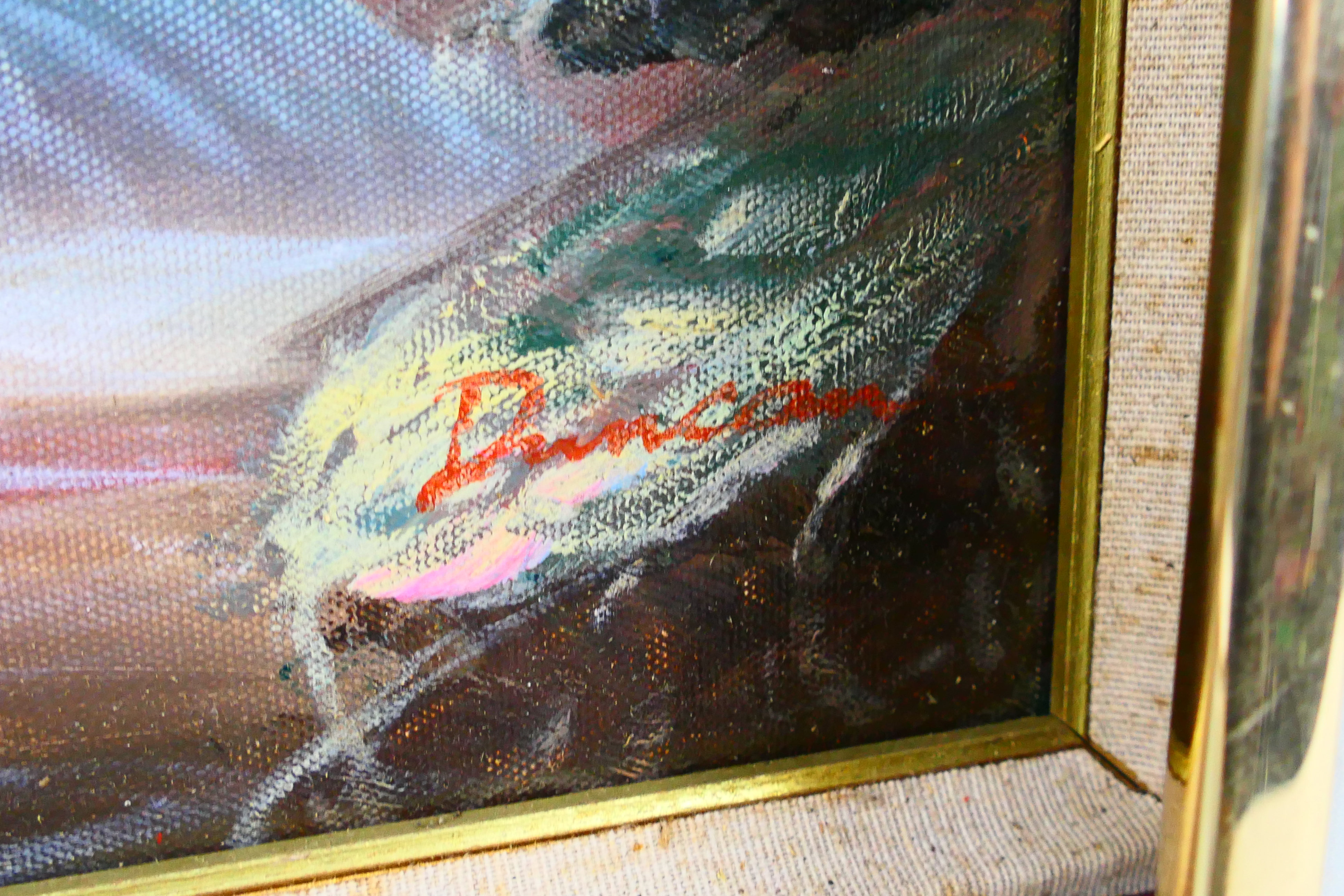 An oil on canvas forest scene, signed lo - Image 3 of 5