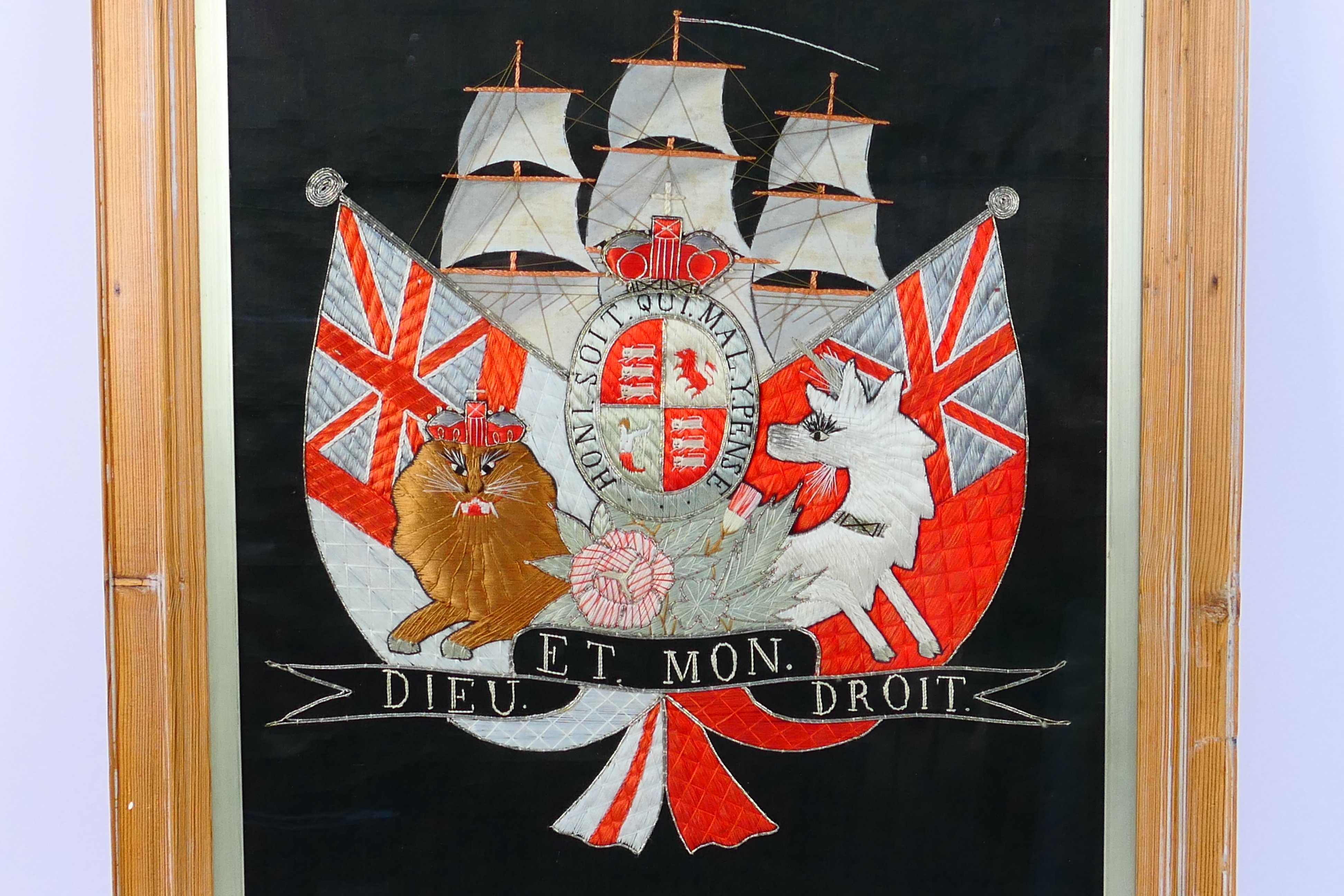 A British naval embroidery comprising Ro - Image 2 of 4