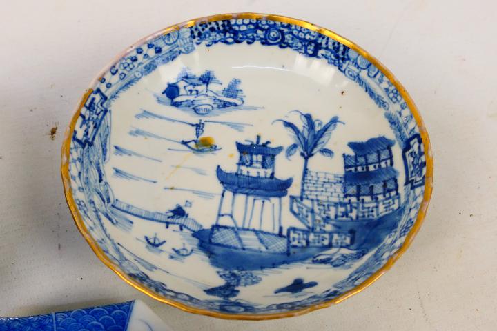 Blue and white wares to include octagonal section cup and saucer, - Image 4 of 6