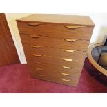 A modern, mid-colour chest of seven drawers, 94cm (h) x 75cm (w) x 47cm (d),