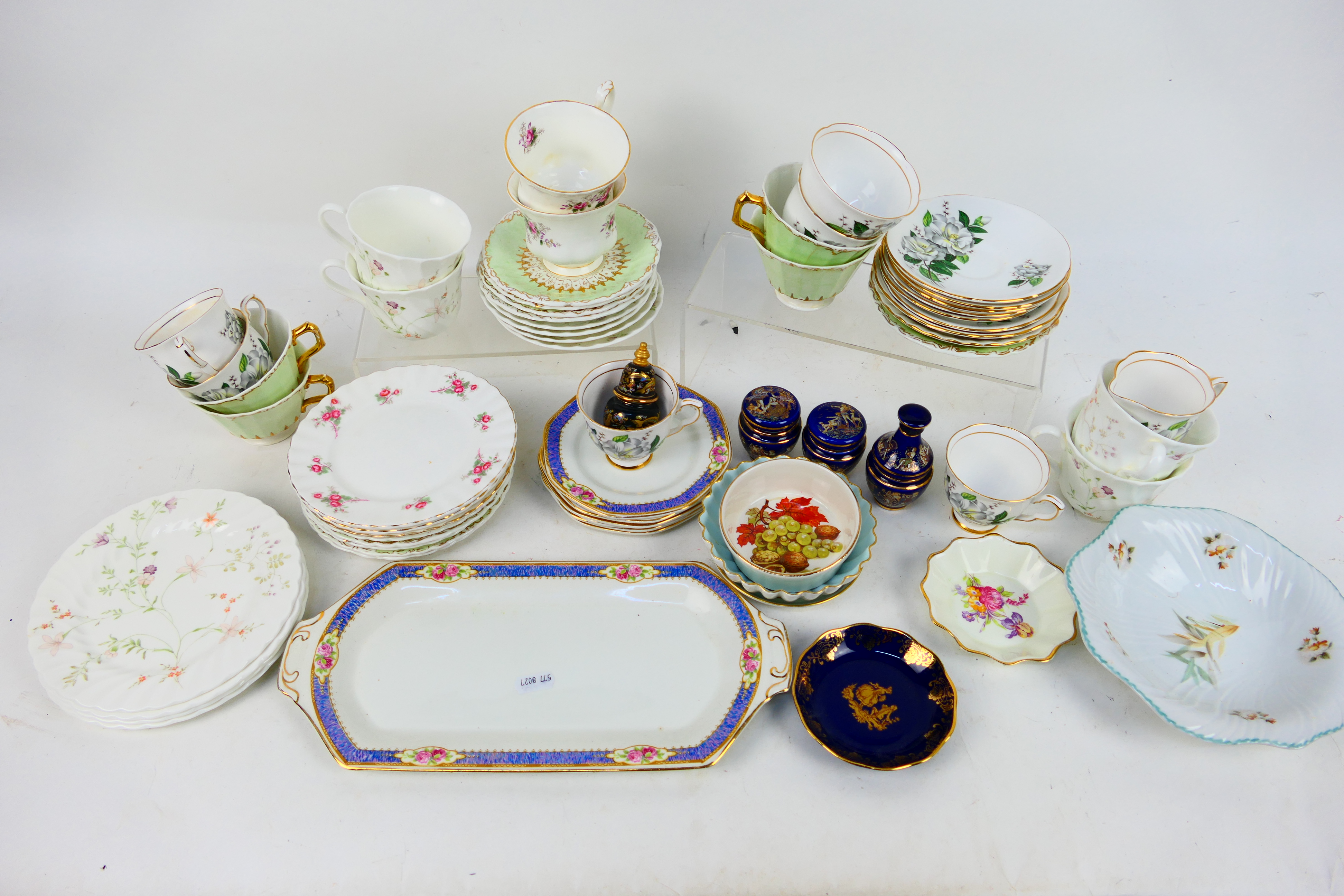 A collection of various tea wares to include Wedgwood, Royal Stafford, Royal Albert and similar.